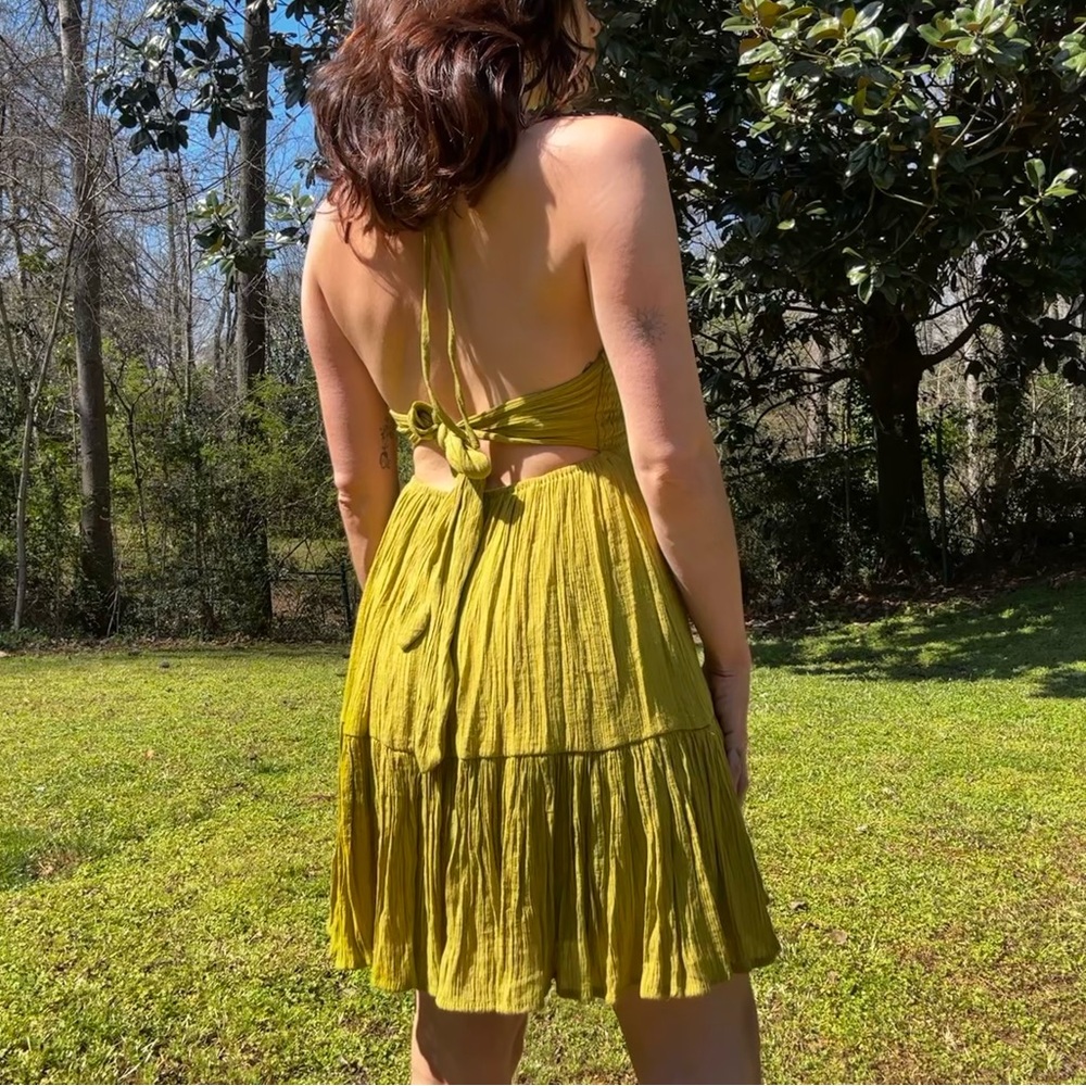 Chartreuse Halter Dress - Picture 3 of 9